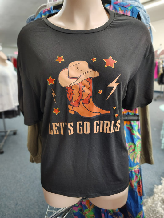 Shein Curve black graphic tee Let's Go Girl size 2x