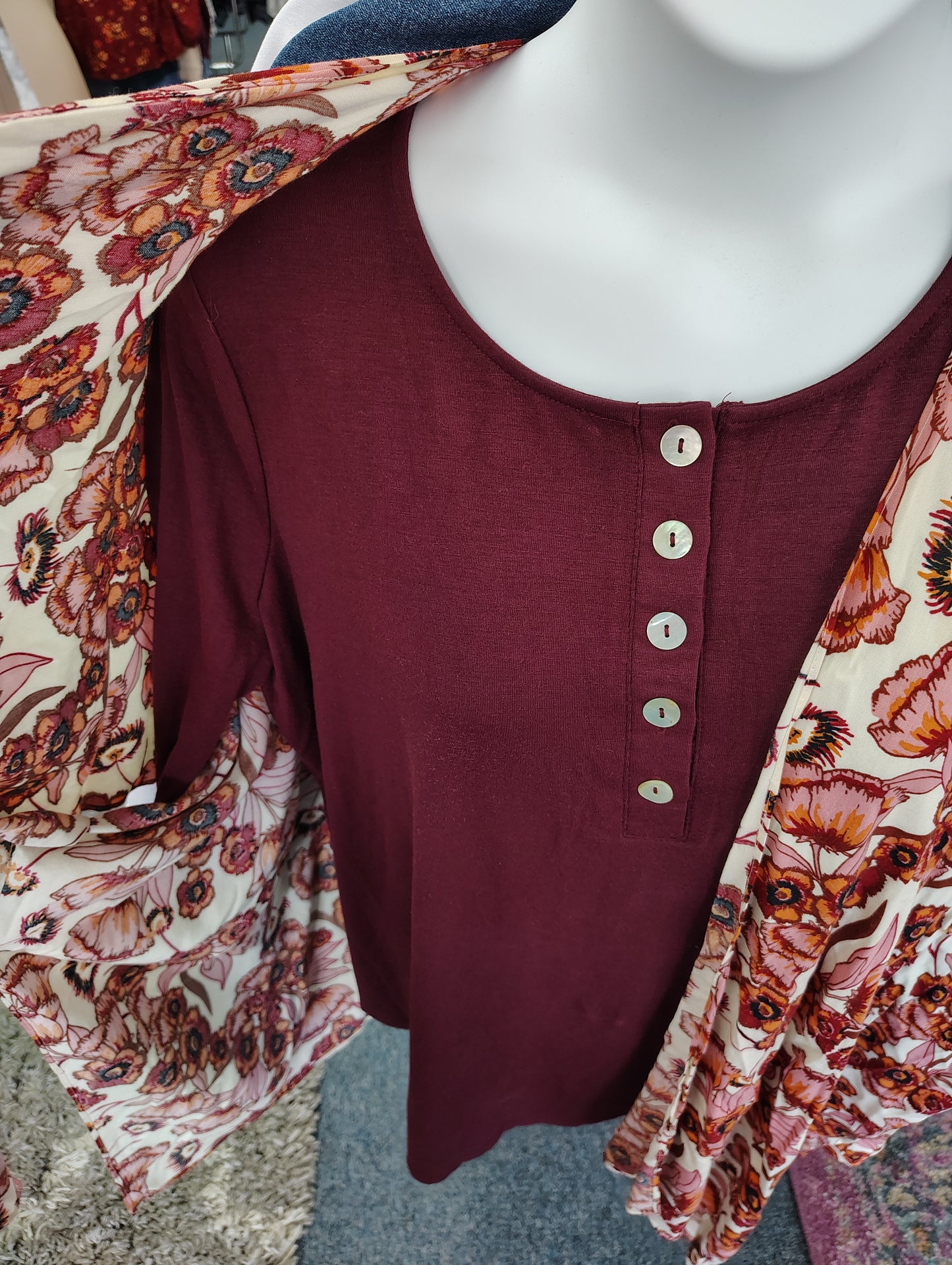 Zenana maroon henley soft top size 2x