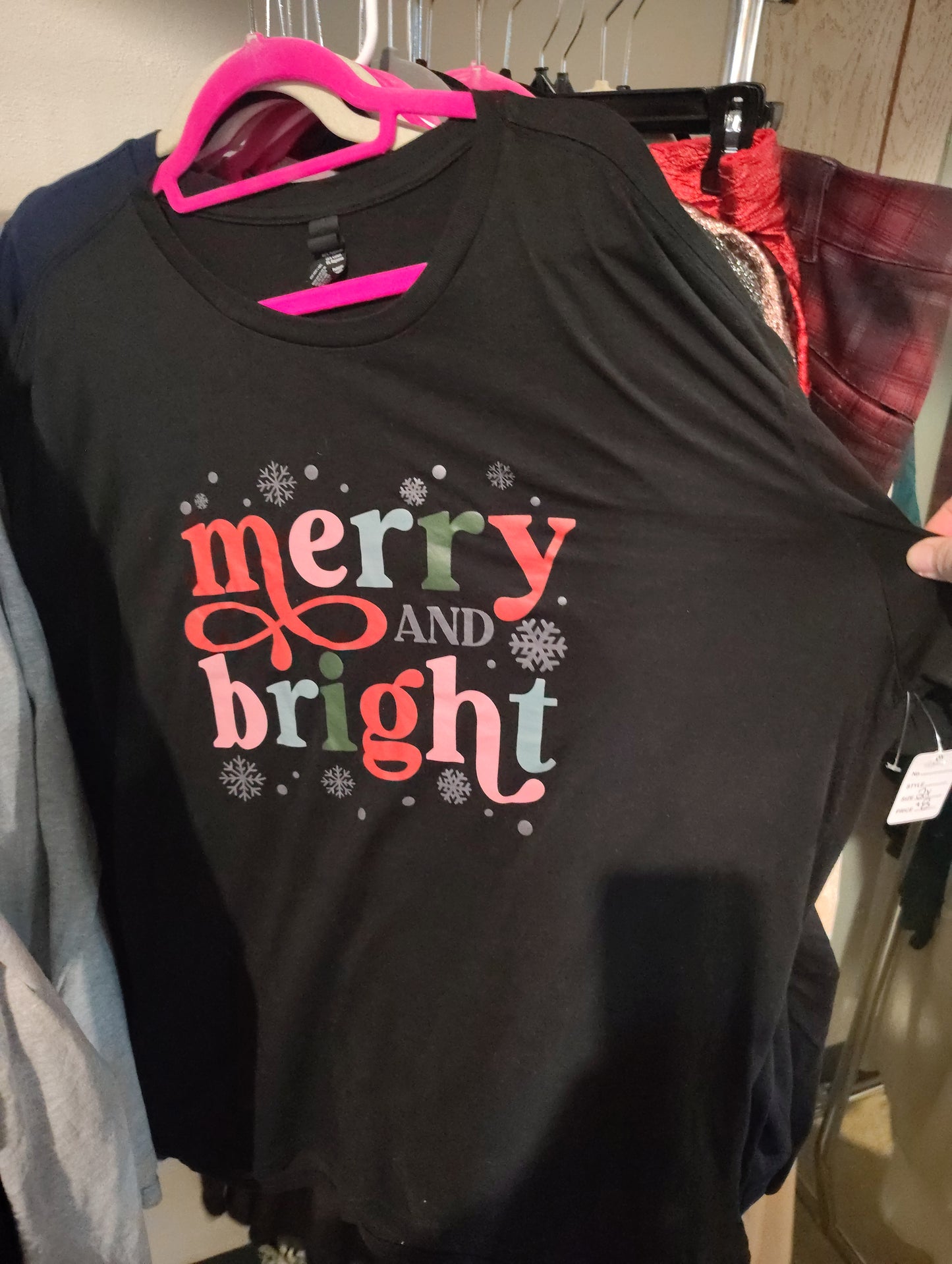 District black Merry & Bright Christmas tee size 2x