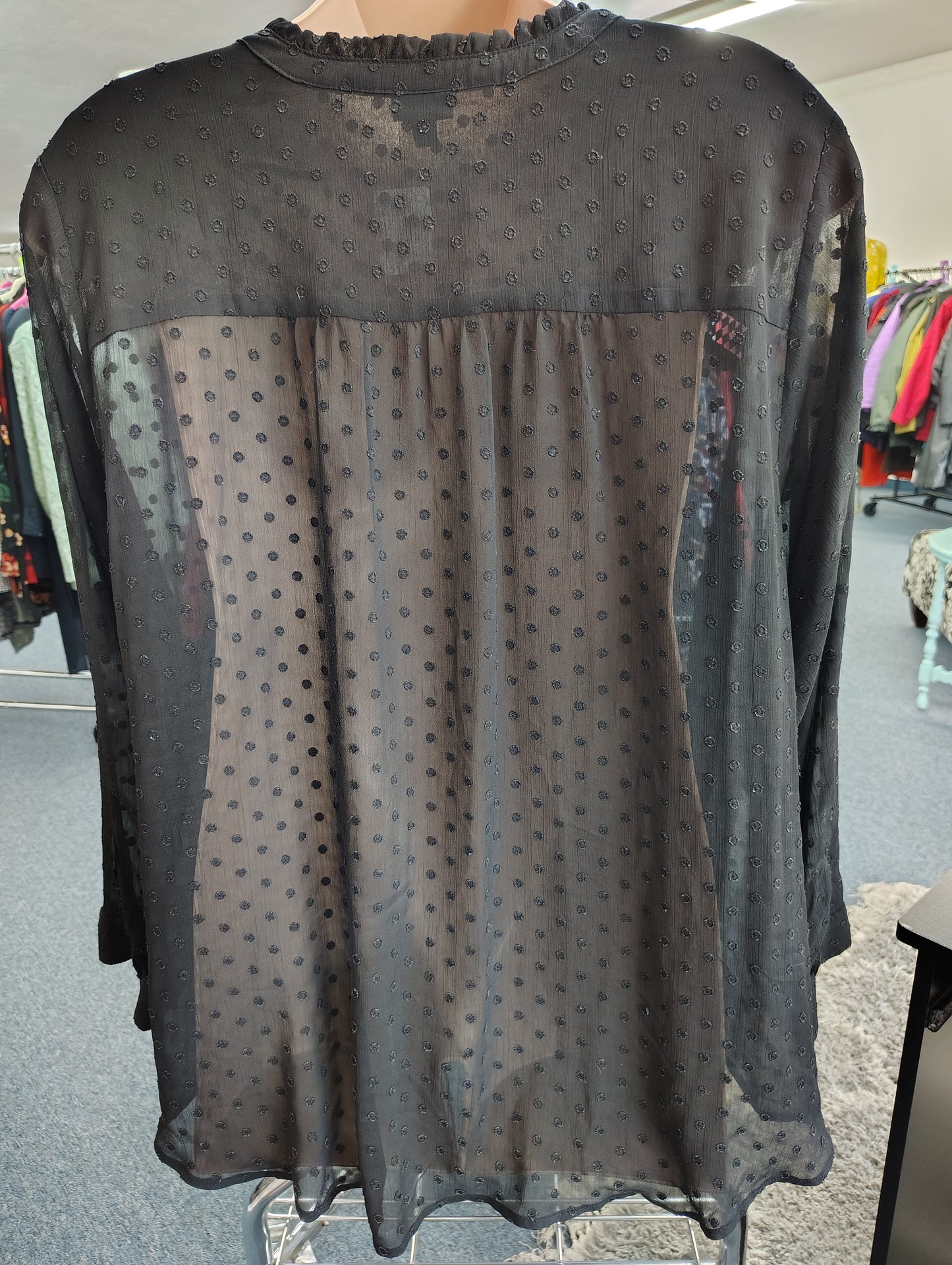 Torrid black raised dot semi sheer long sleeve dressy top size 6x