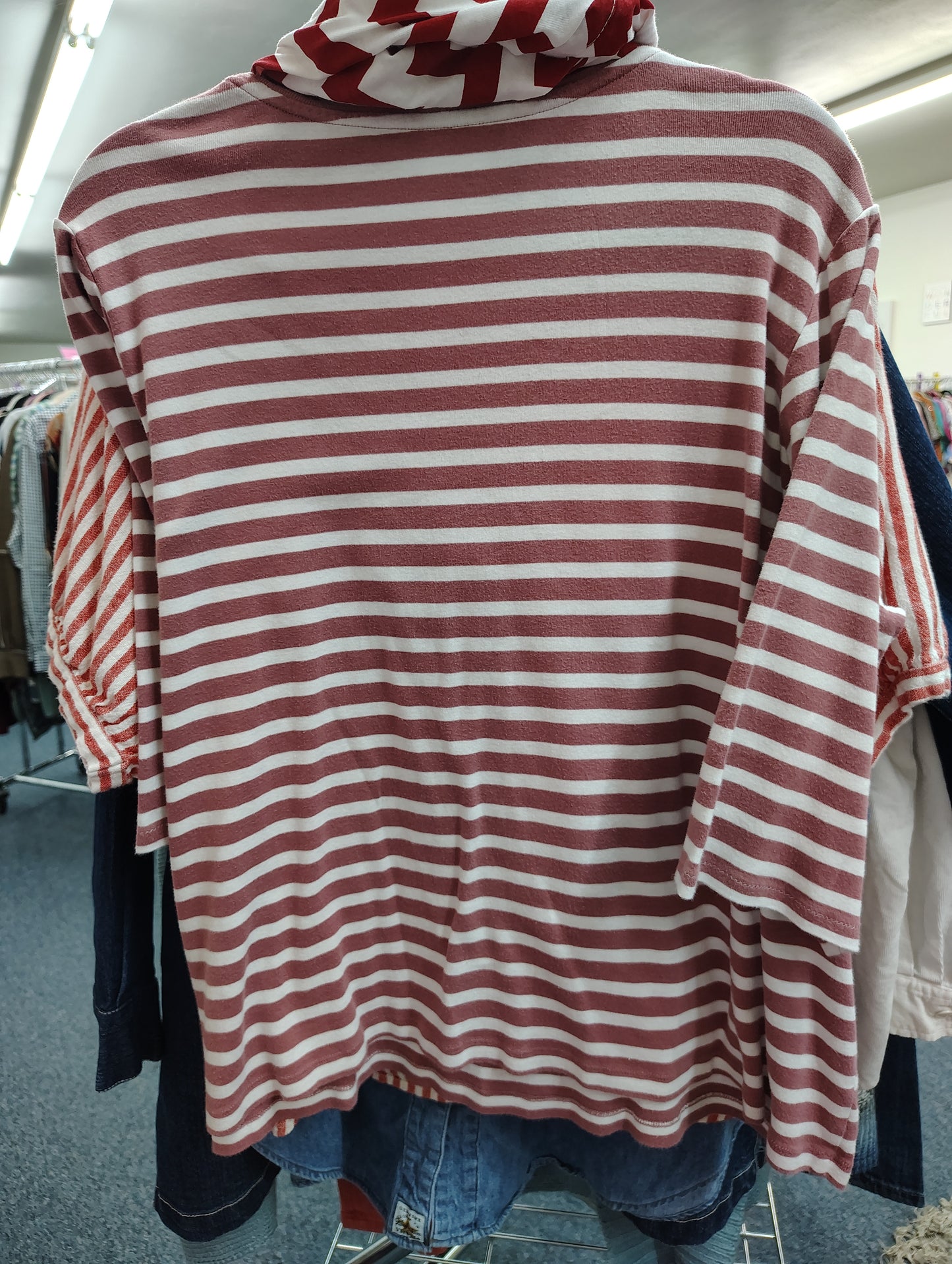 CJ Banks red and white striped top 2x