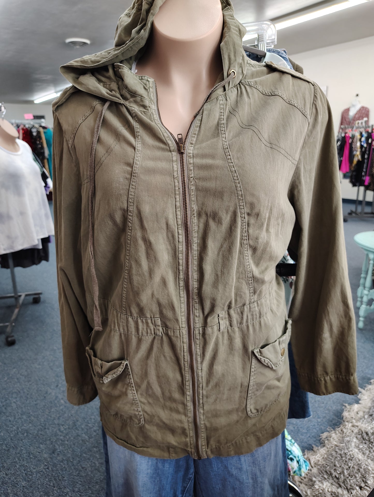Torrid olive green zip front longer hoodie jacket size 3x