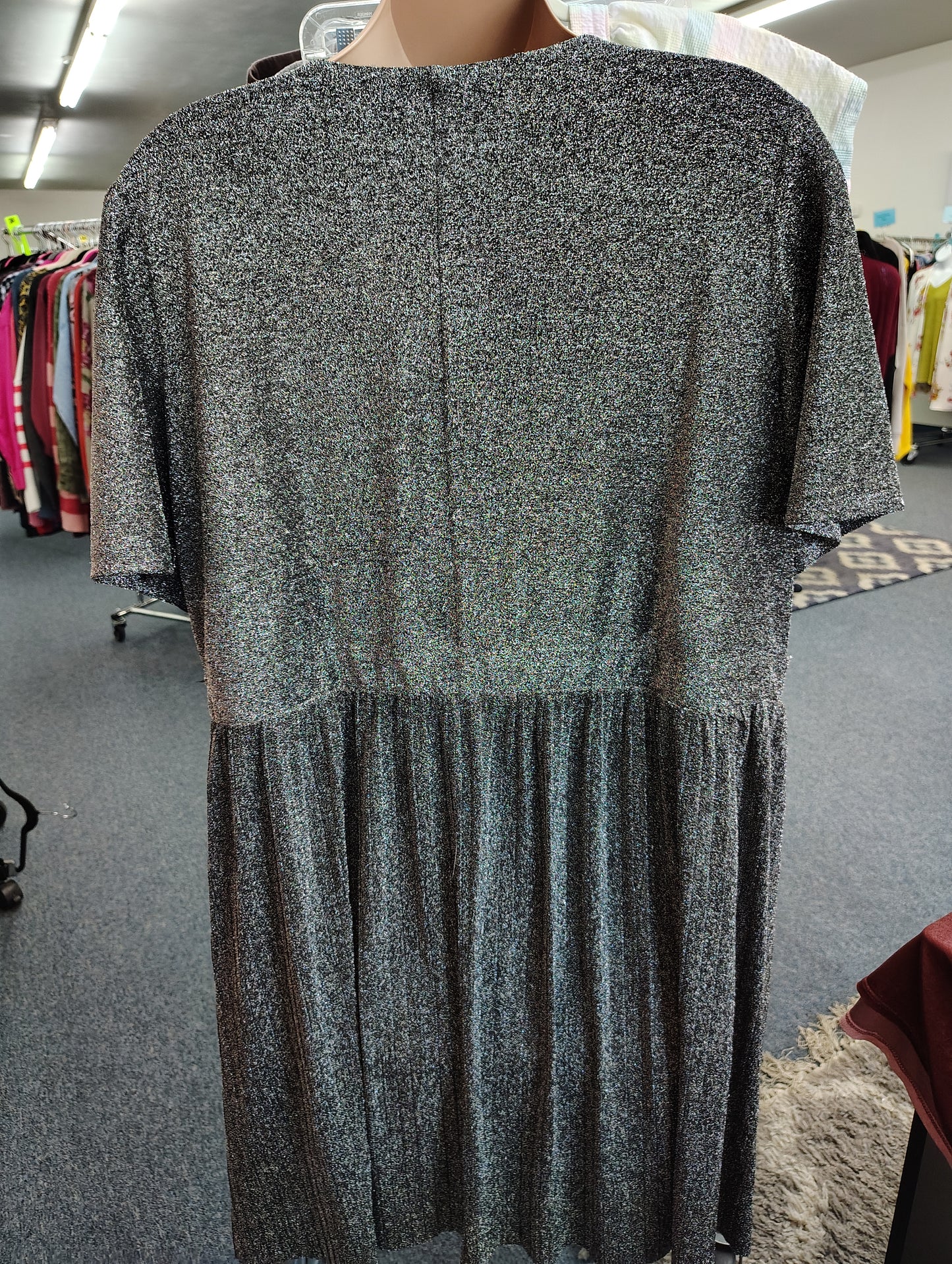 Lane Bryant black pleated sparkle glitter dress size 28 4x