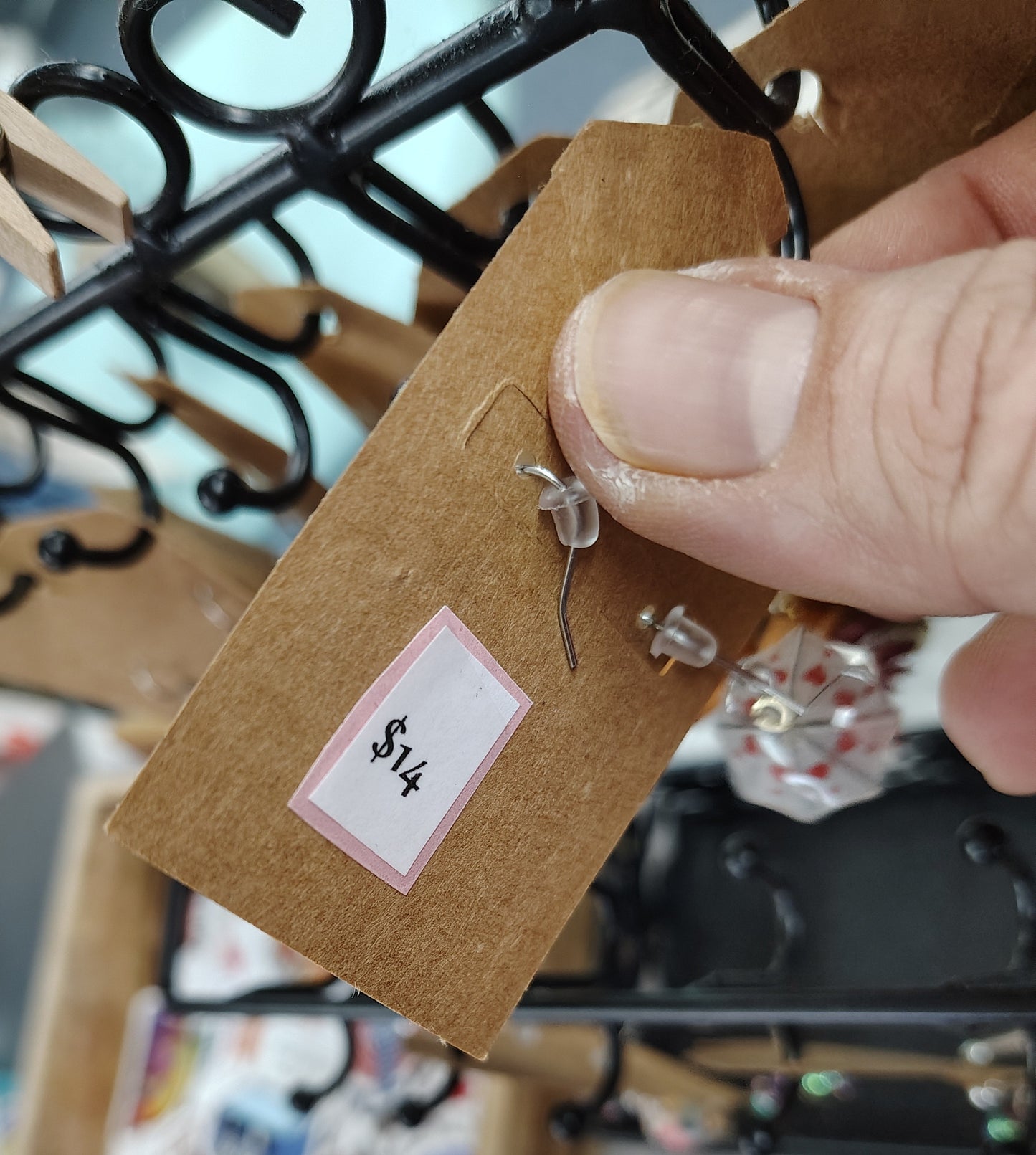 Delicate umbrella handmade dangle earrings