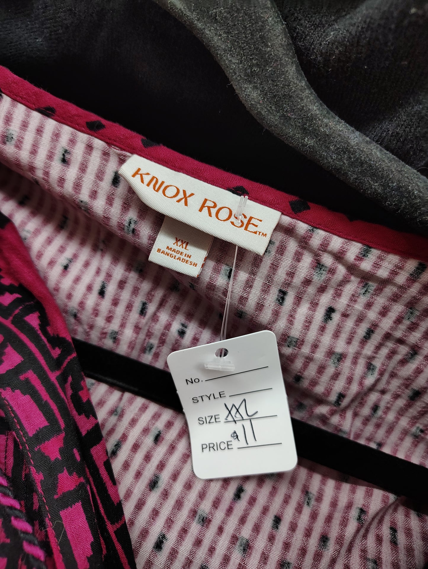 Knox Rose pink embroidered babydoll top xxl