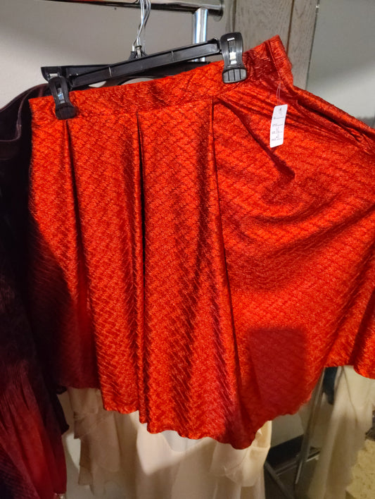 Lularoe red shiny pleated pull on skirt size xl