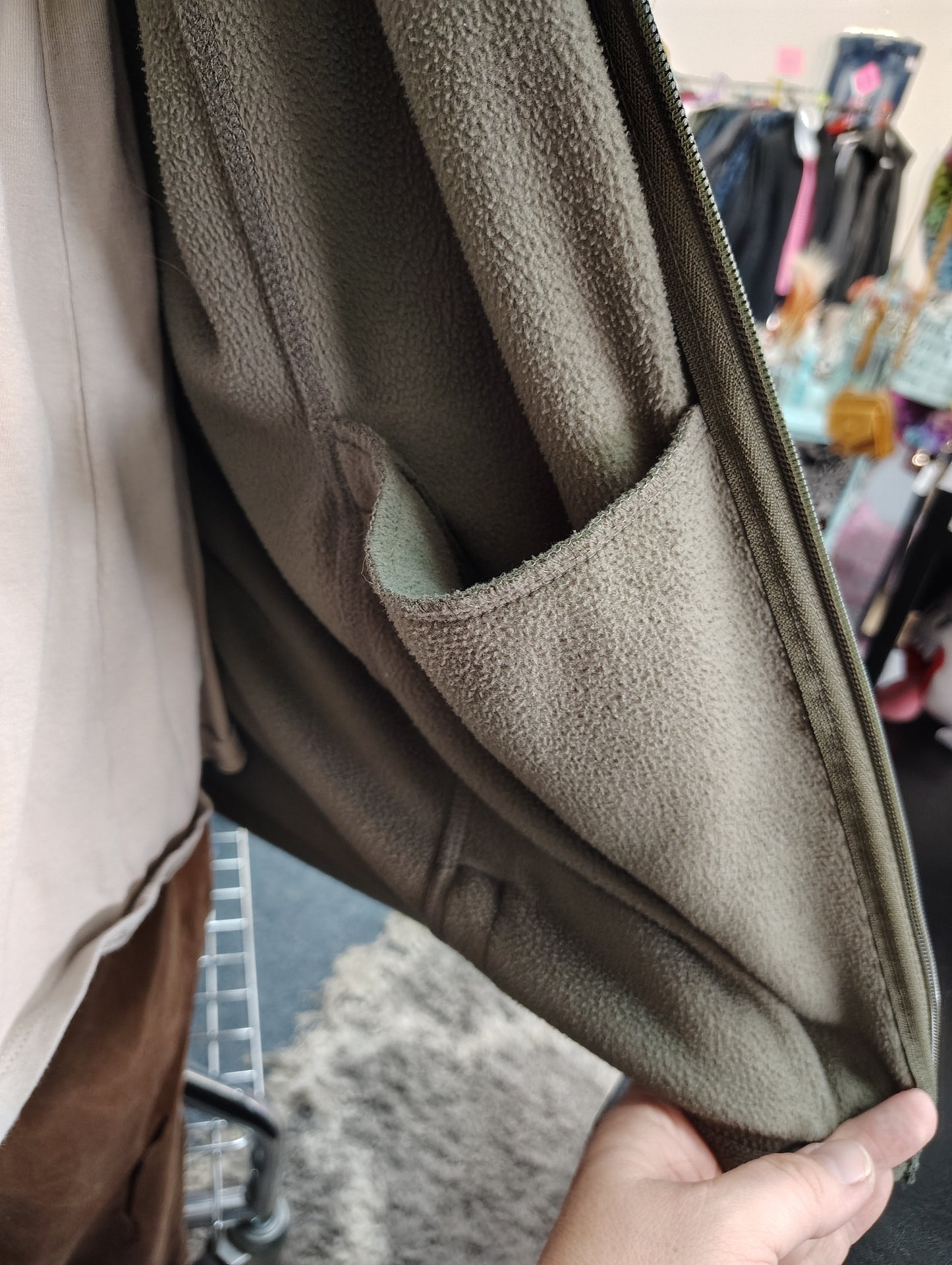 Land's End olive green fleece zip front jacket size 2x
