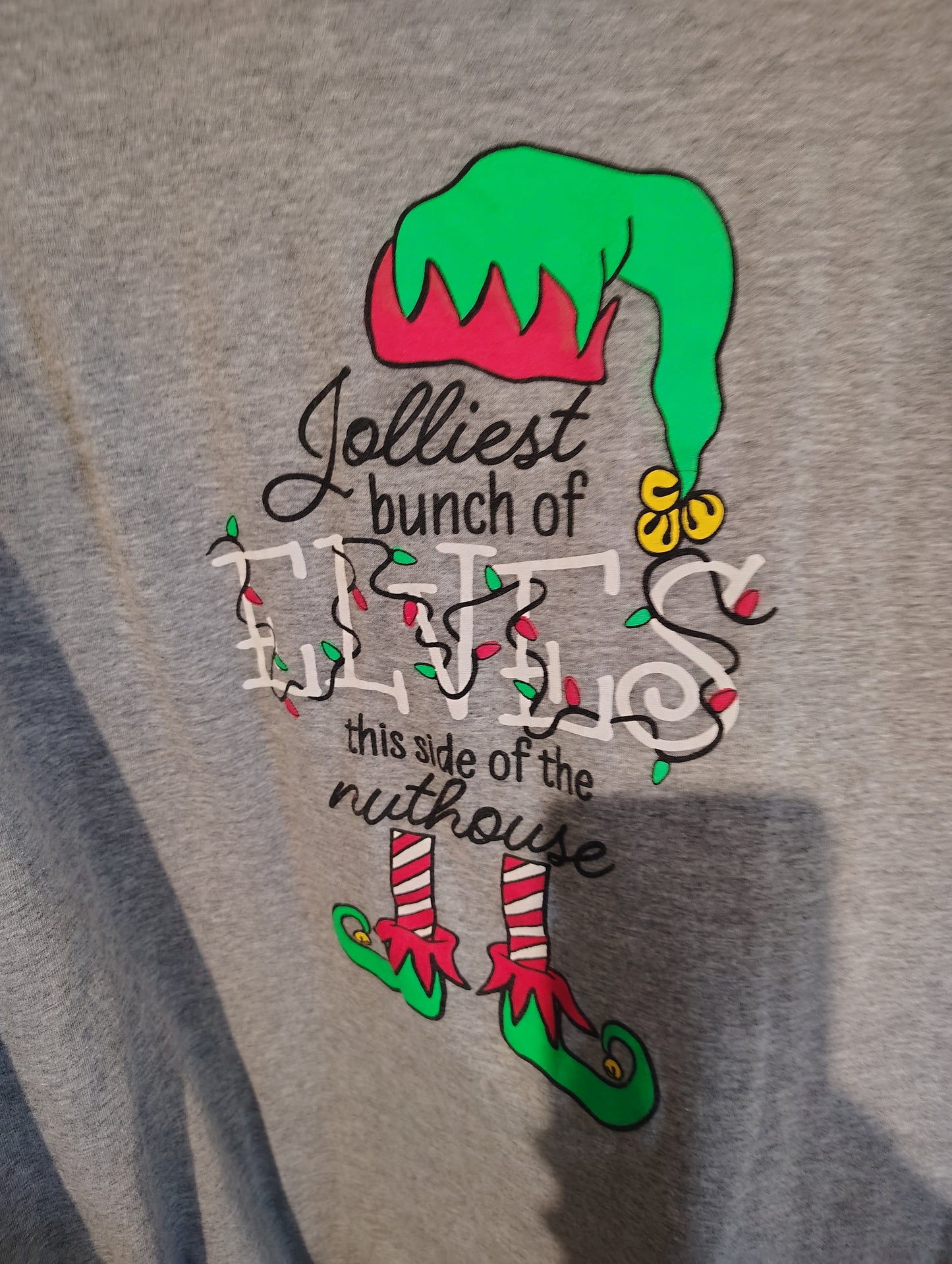 Jerzees raglan sleeve graphic tee Elves in the Nuthouse 4x