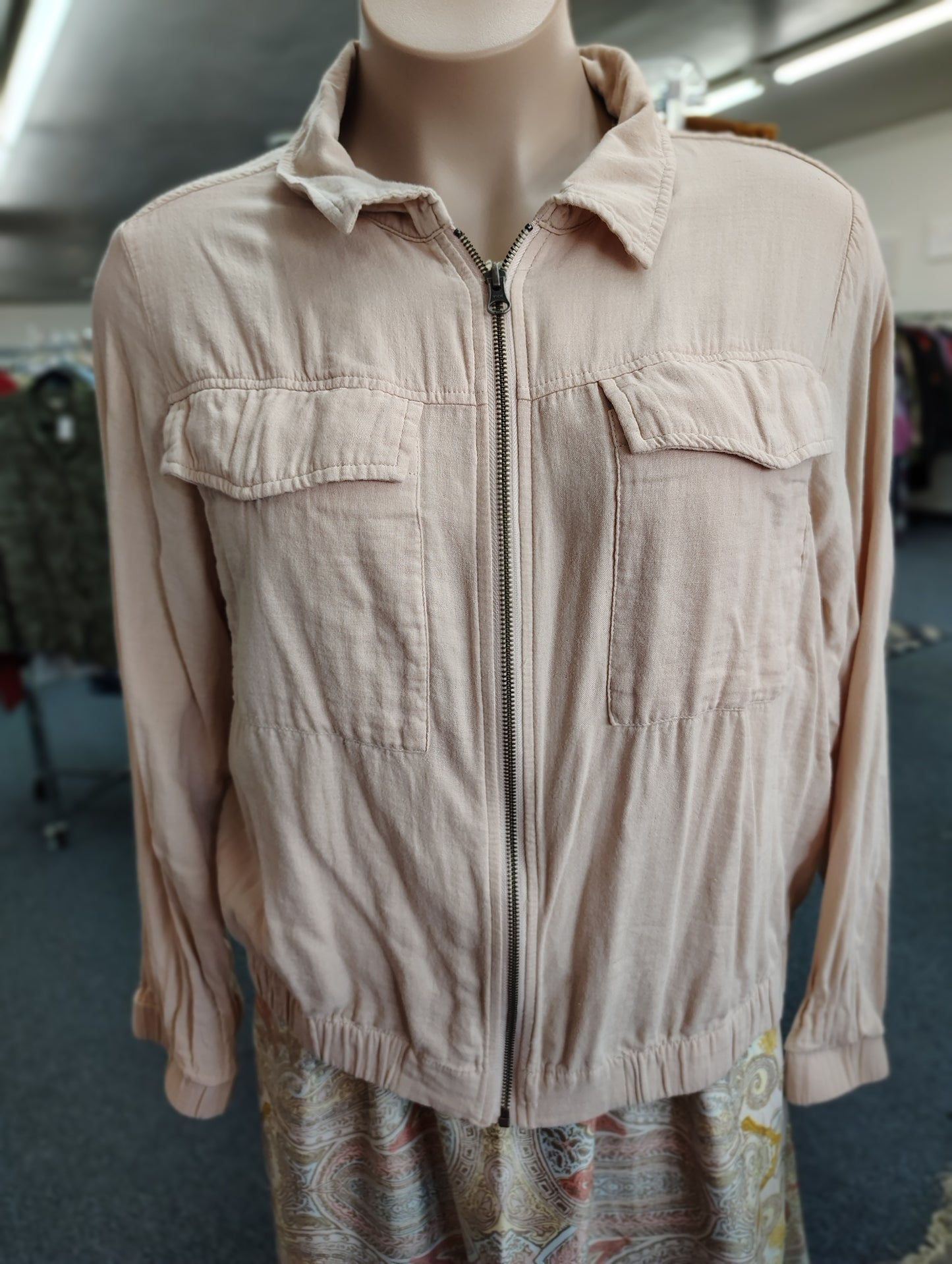 Torrid tan zip front linen jacket size 3x