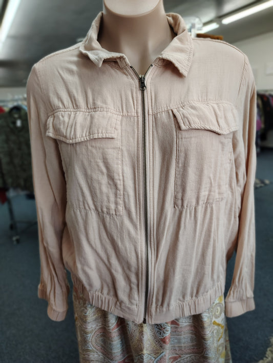 Torrid tan zip front linen jacket size 3x