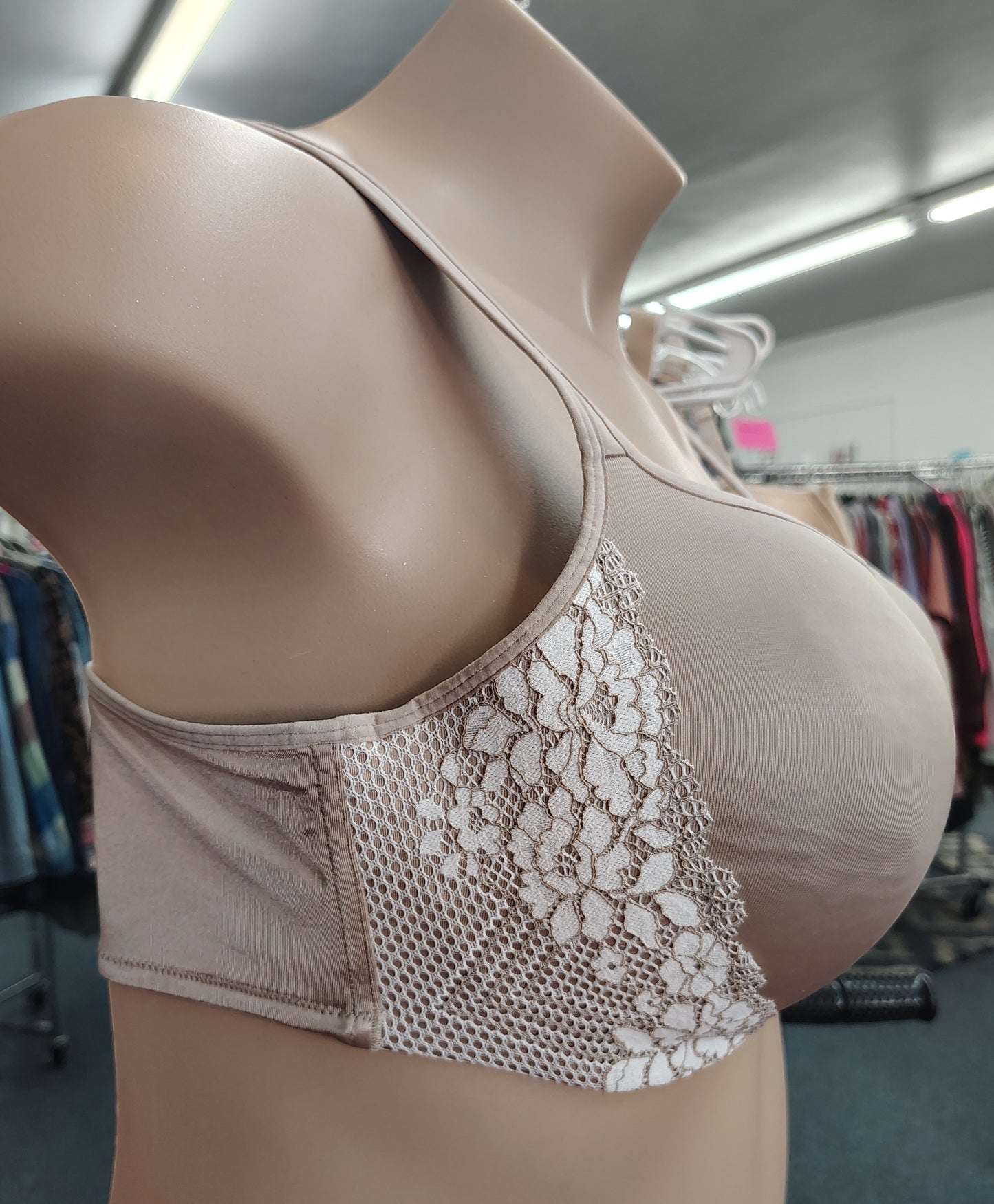 Cacique lightly lined balconette nude with lace size 44C