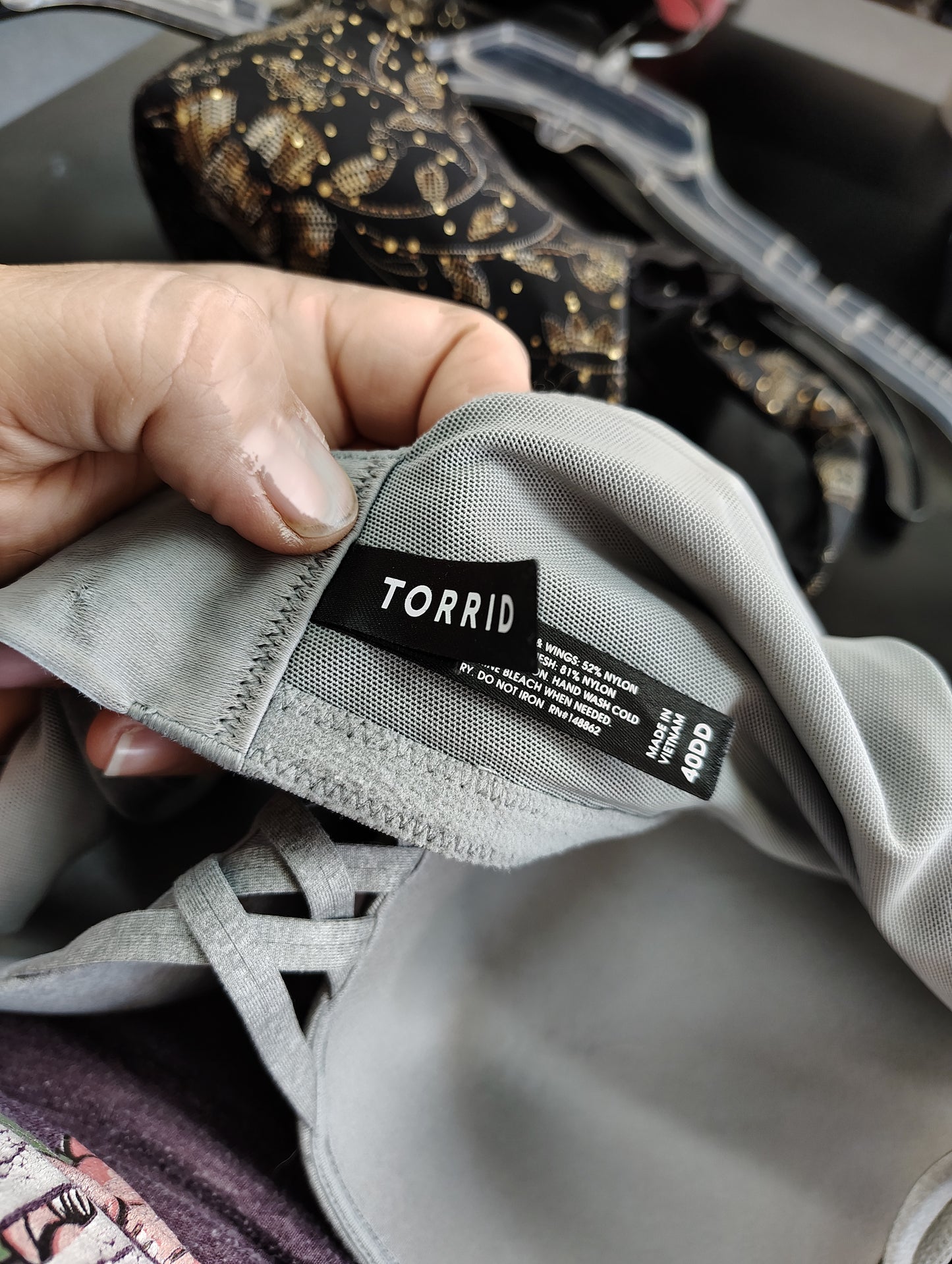 Torrid gray lace accent boost plunge bra size 40DD