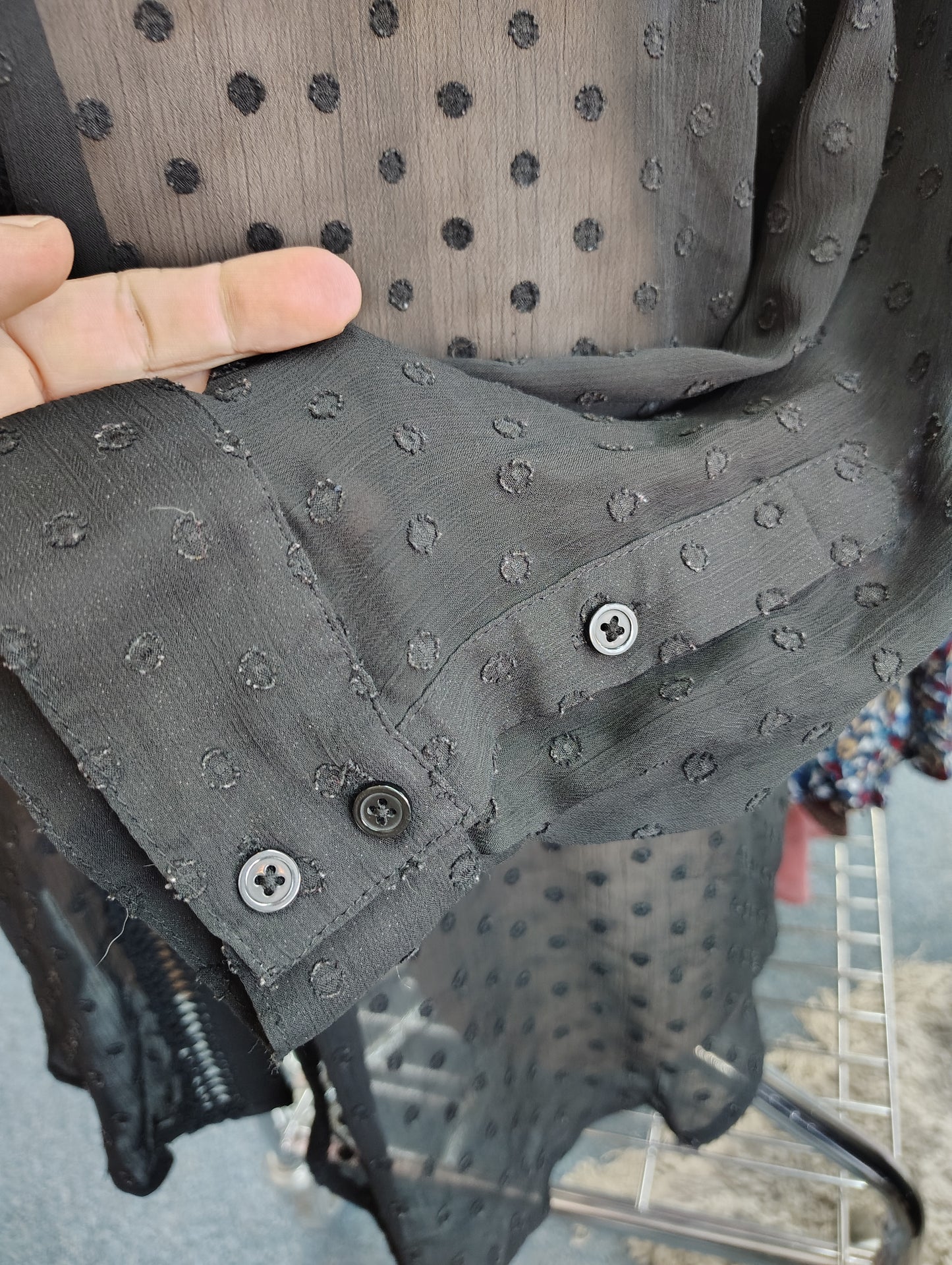 Torrid black raised dot semi sheer long sleeve dressy top size 6x