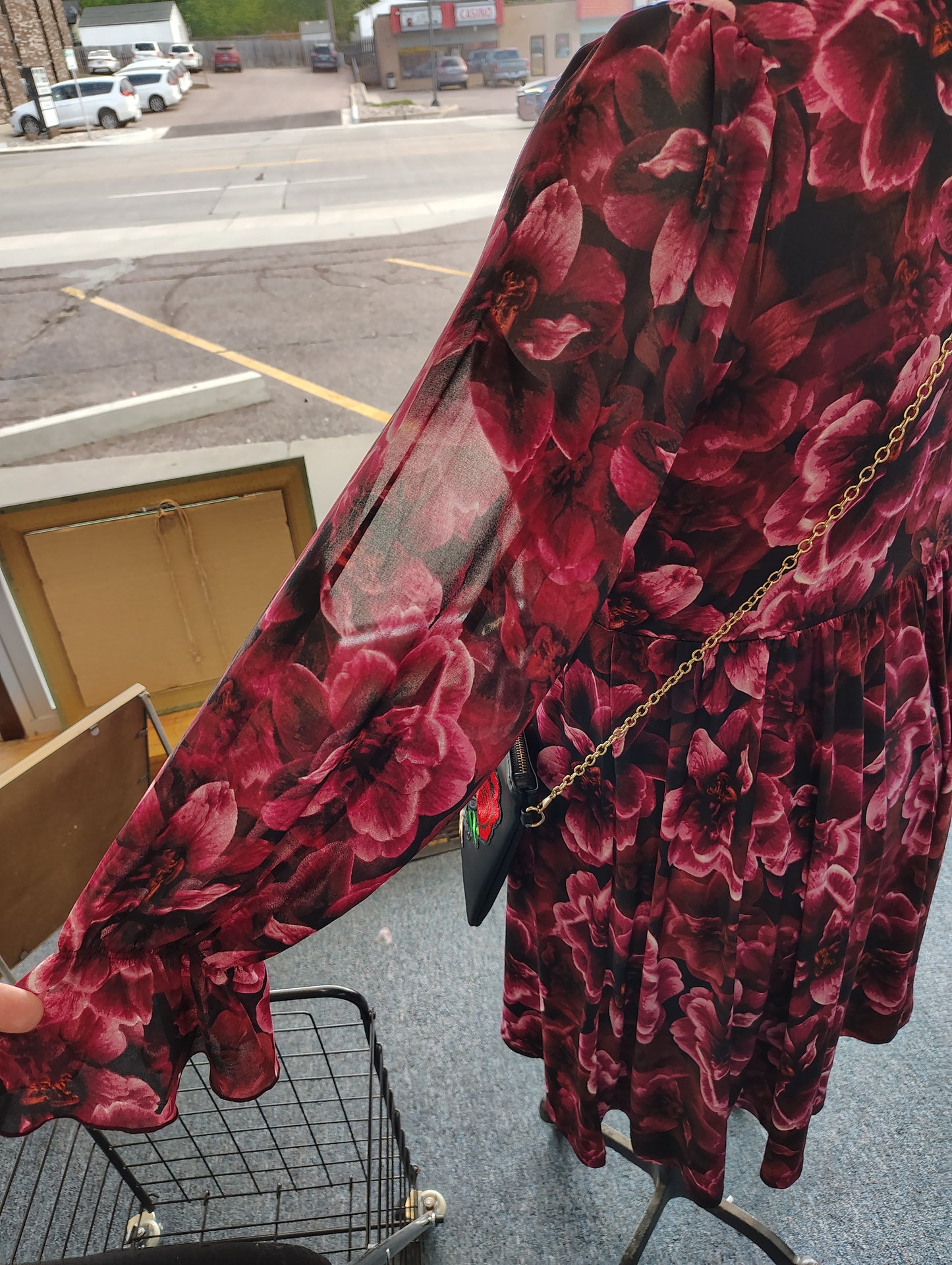Torrid red floral sheer sleeve dress size 1x