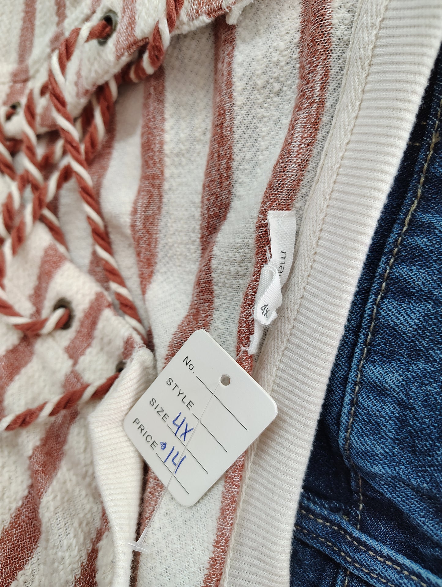 Maurices striped sweatshirt with laceup neck size 4x