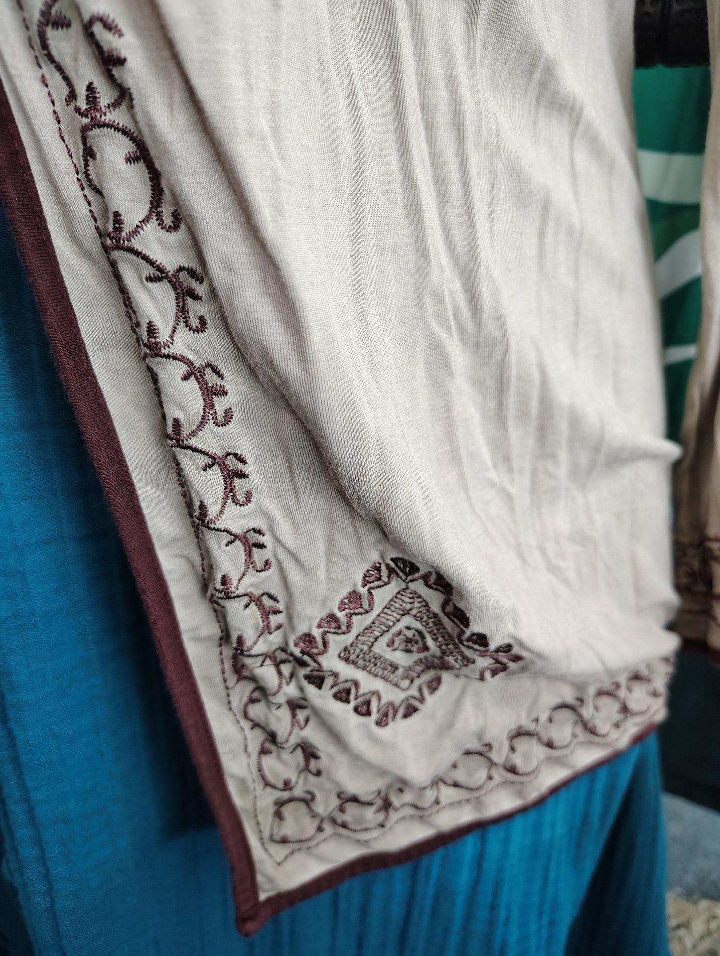 Brown kimono coverup cardigan with design size 1x