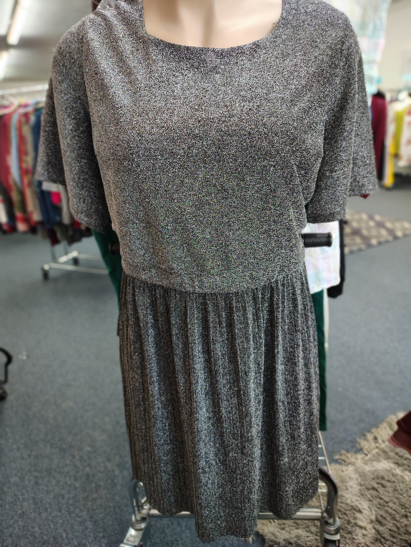 Lane Bryant black pleated sparkle glitter dress size 28 4x