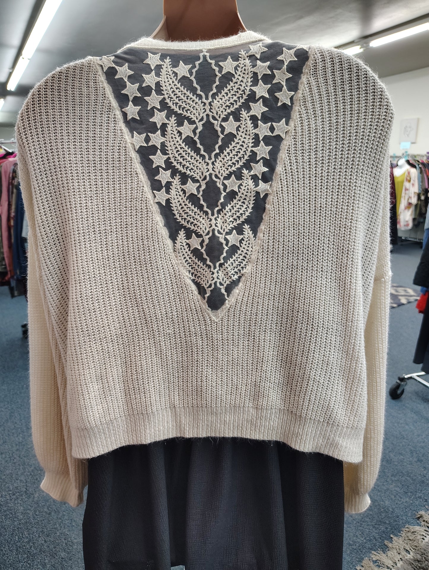 Cream cardigan sweater with lace star back size 3x
