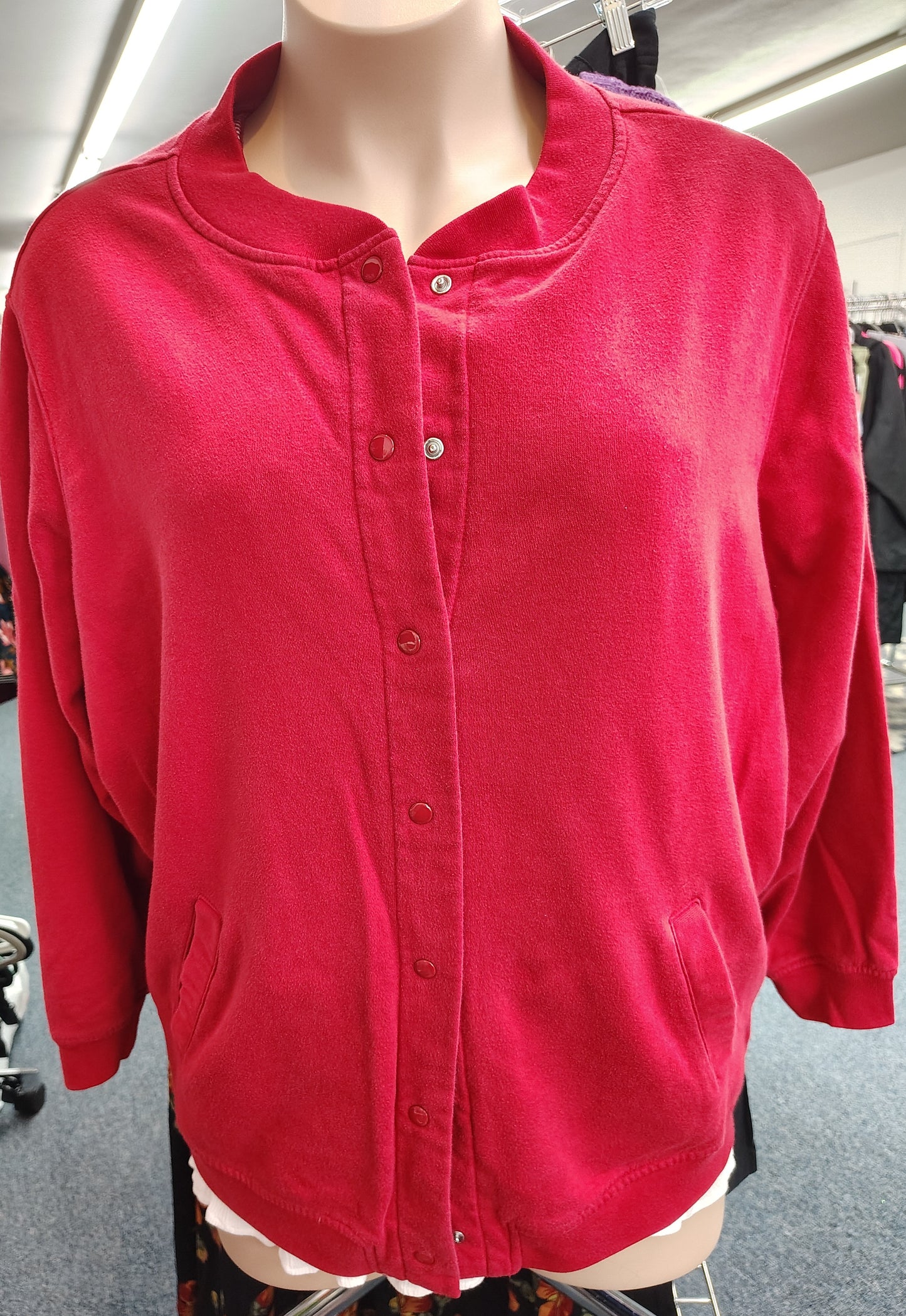 Blair red button front knit bomber jacket size 3x